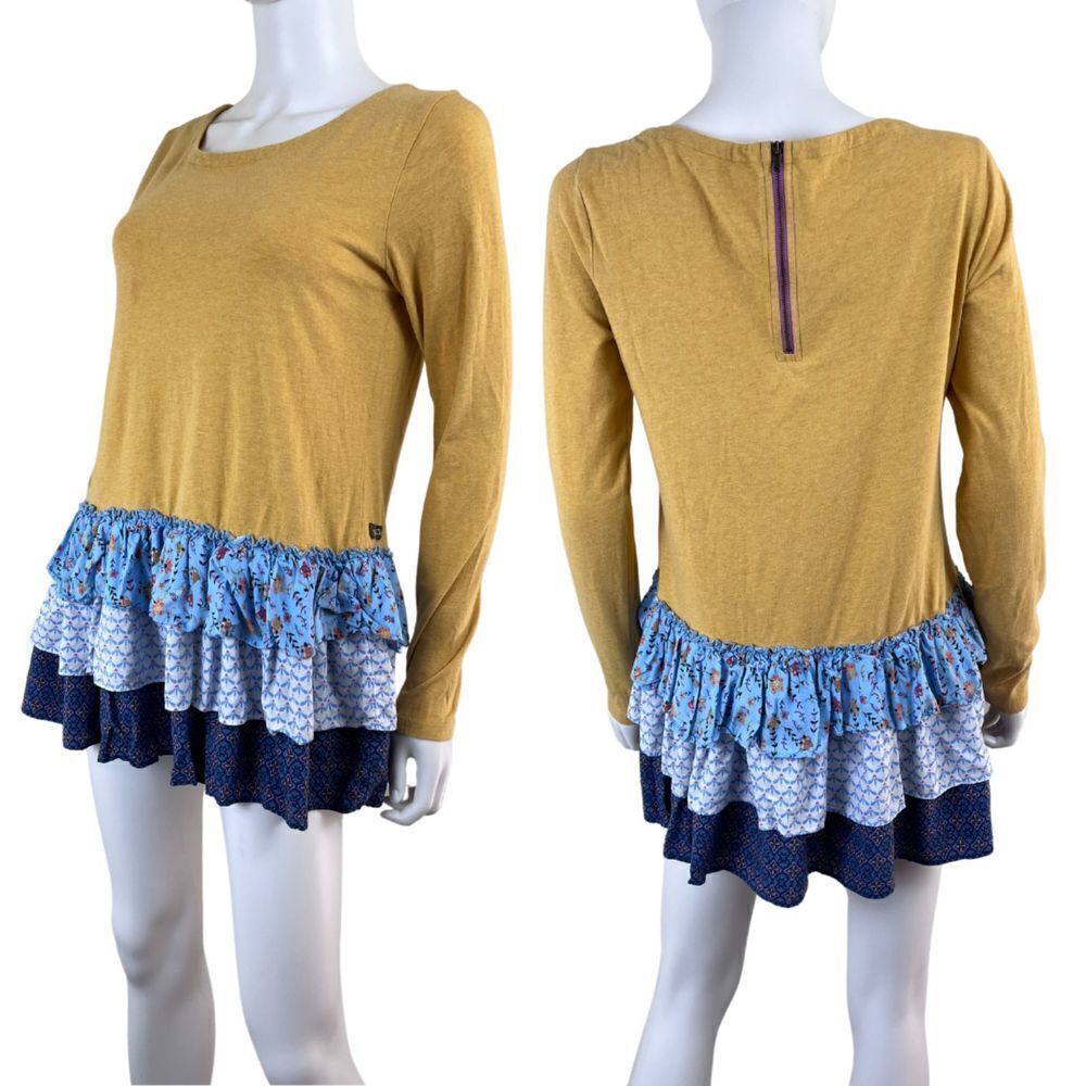 Matilda Jane Size M Floral Ruffle Tiered Cotton Boho Pullover Jersey Knit Top